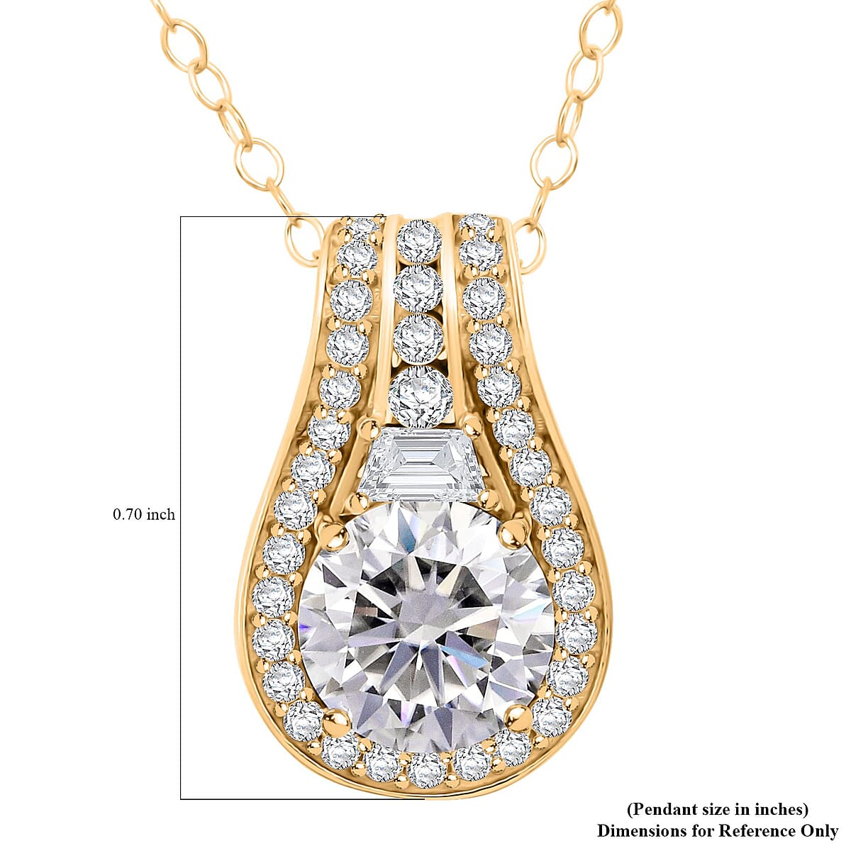 D'Joy Heart and Arrow Cut Moissanite 2.40 ctw Bridge Pendant Necklace in 18K Vermeil Yellow Gold Over Sterling Silver 20 Inches image number 6