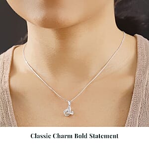 Luxuriant Lab Grown Diamond G-H SI 0.15 ctw Knot Pendant Necklace in Rhodium Over Sterling Silver 20 Inches (Del. In 10-12 Days)