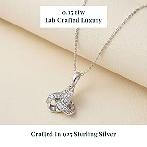 Luxuriant Lab Grown Diamond G-H SI 0.15 ctw Knot Pendant Necklace in Rhodium Over Sterling Silver 20 Inches (Del. In 10-12 Days)