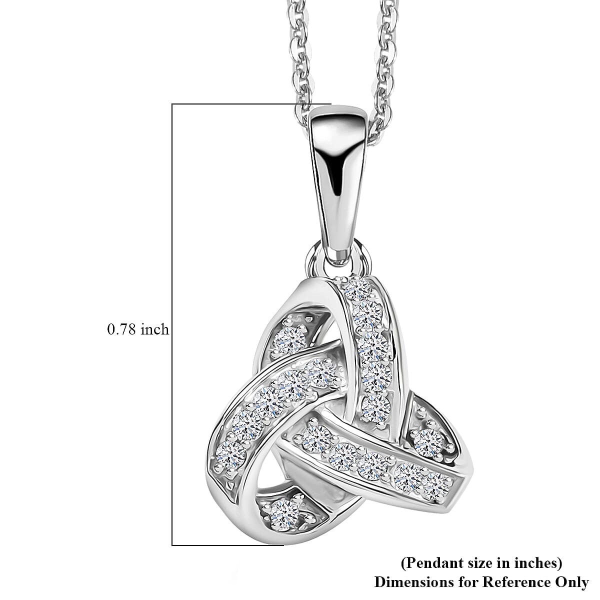 Luxuriant Lab Grown Diamond G-H SI 0.20 ctw Knot Pendant Necklace in Rhodium Over Sterling Silver 20 Inches (Del. In 10-12 Days)