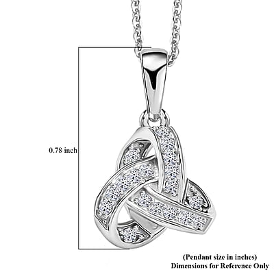 Luxuriant Lab Grown Diamond G-H SI 0.20 ctw Knot Pendant Necklace in Rhodium Over Sterling Silver 20 Inches (Del. In 10-12 Days)