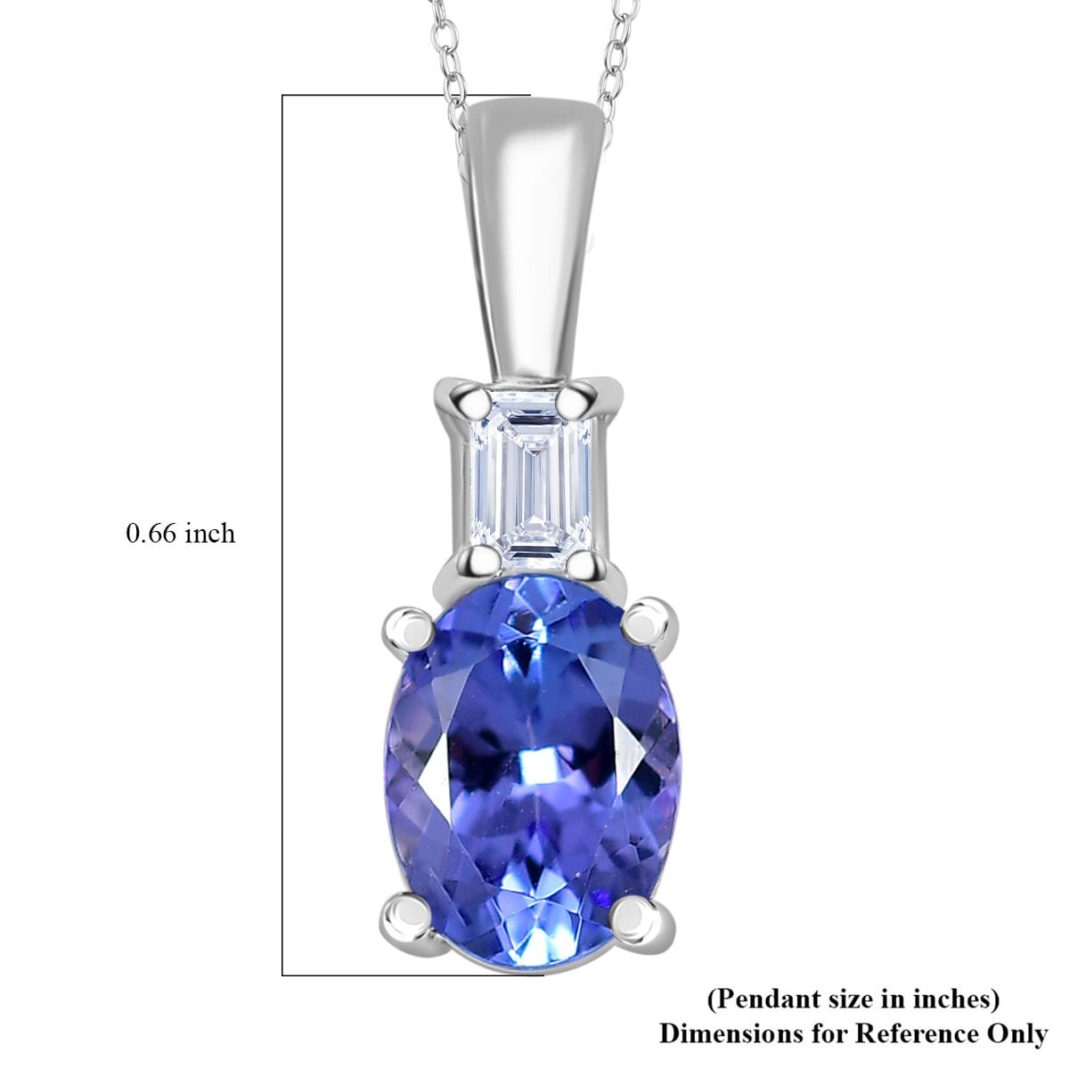 Premium Tanzanite and Luxuriant Lab Grown Diamond VS 1.20 ctw Statement Pendant Necklace in Rhodium Over Sterling Silver 20 Inches image number 5