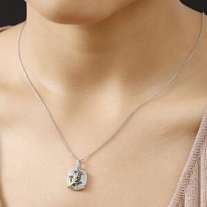 GP Italian Garden Collection White and Green Diamond 0.70 ctw Tree of Life Pendant Necklace in Vermeil YG and Rhodium Over Sterling Silver 20 Inches