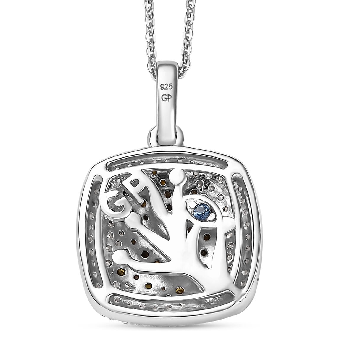 GP Italian Garden Collection White and Yellow Diamond  0.70 ctw Tree of Life Pendant Necklace in Vermeil YG and Rhodium Over Sterling Silver 20 Inches image number 4