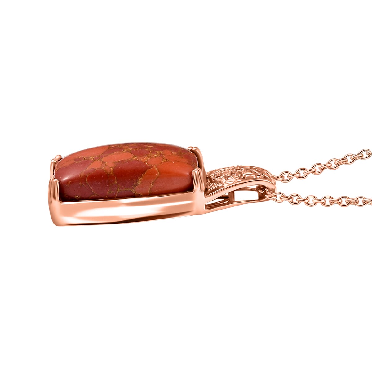 Karis Orange Mohave Turquoise 11.00 ctw Pendant in 18K RG Plated with Stainless Steel Necklace 20 Inches image number 3