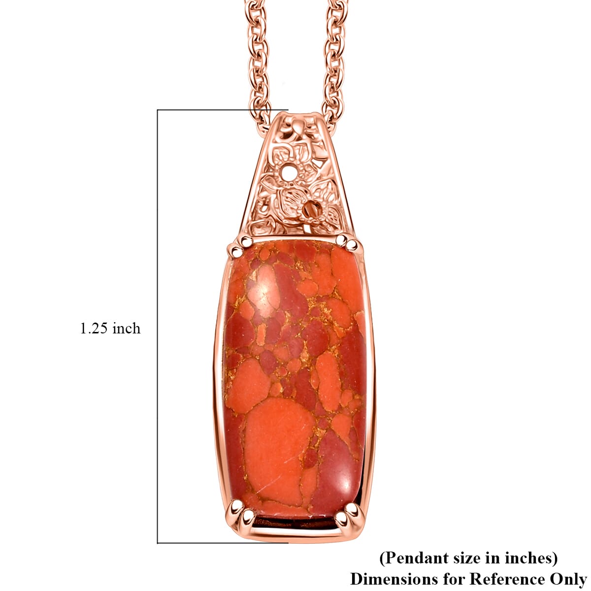 Karis Orange Mohave Turquoise 11.00 ctw Pendant in 18K RG Plated with Stainless Steel Necklace 20 Inches image number 5