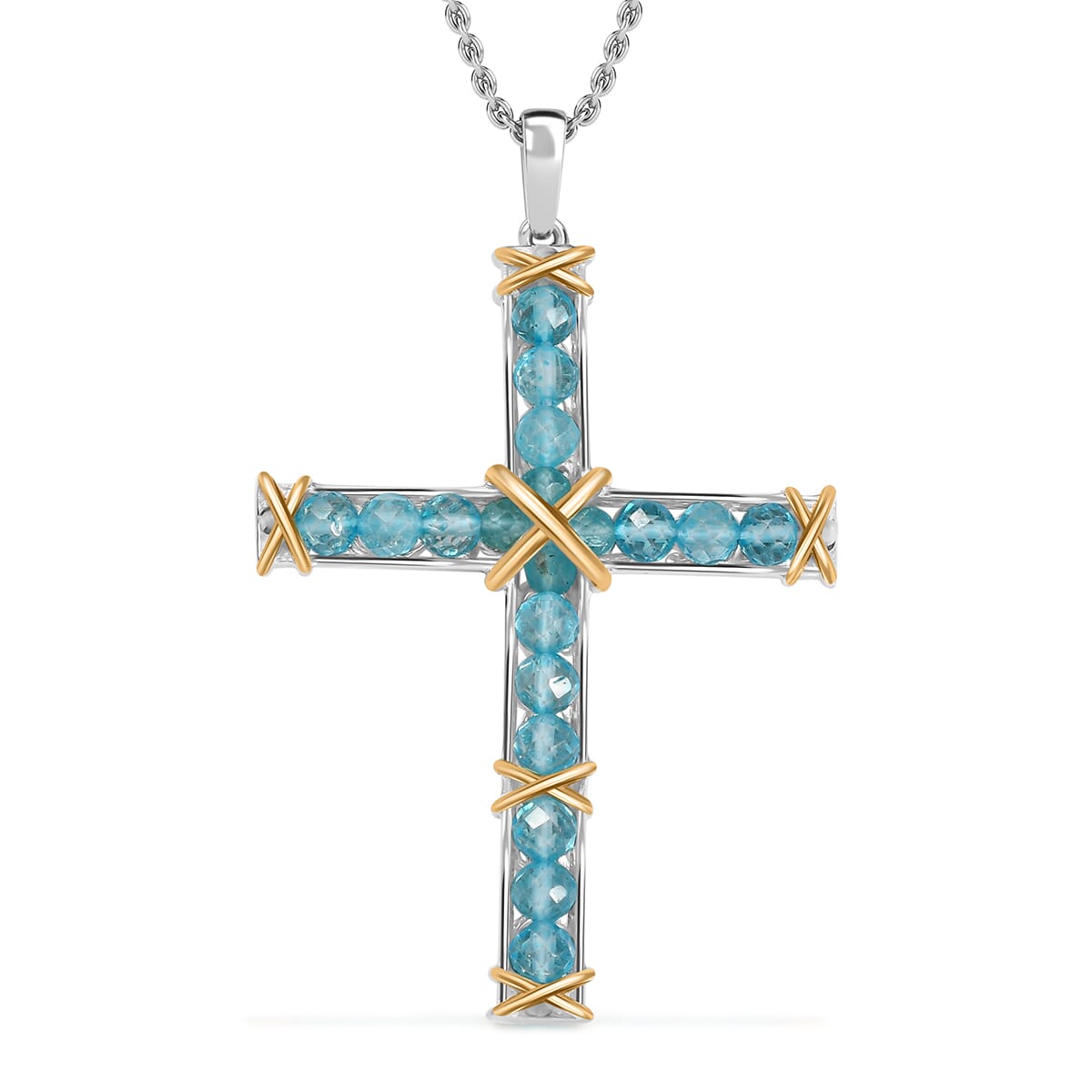 Karis Betroka Blue Apatite 8.00 ctw Pendant in 18K YG Plated and Platinum Bond with Stainless Steel Necklace 20 Inches image number 0