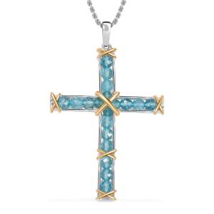 Karis Betroka Blue Apatite 8.00 ctw Pendant in 18K YG Plated and Platinum Bond with Stainless Steel Necklace 20 Inches