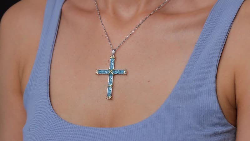 Karis Betroka Blue Apatite 8.00 ctw Pendant in 18K YG Plated and Platinum Bond with Stainless Steel Necklace 20 Inches