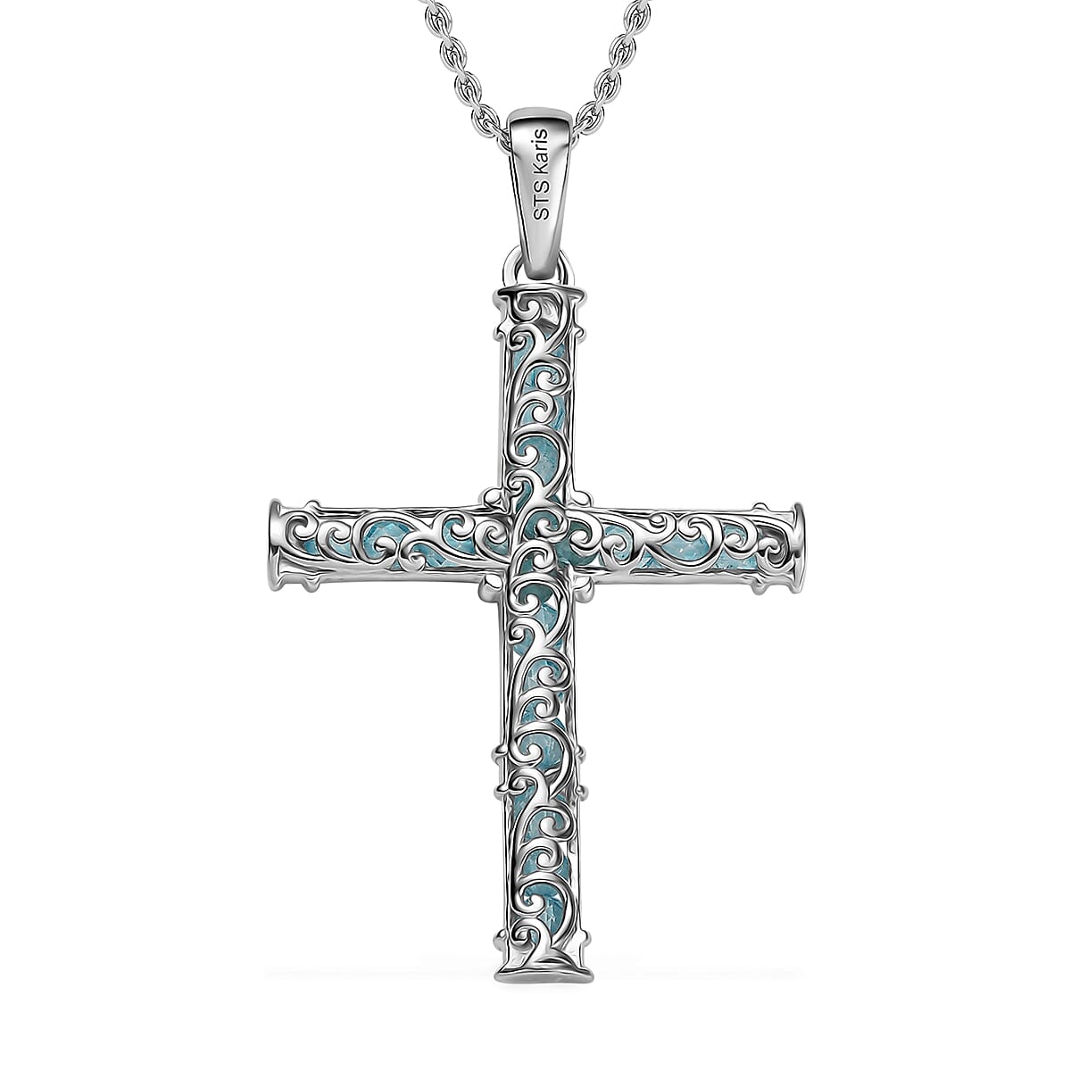 Karis Betroka Blue Apatite 8.00 ctw Pendant in 18K YG Plated and Platinum Bond with Stainless Steel Necklace 20 Inches