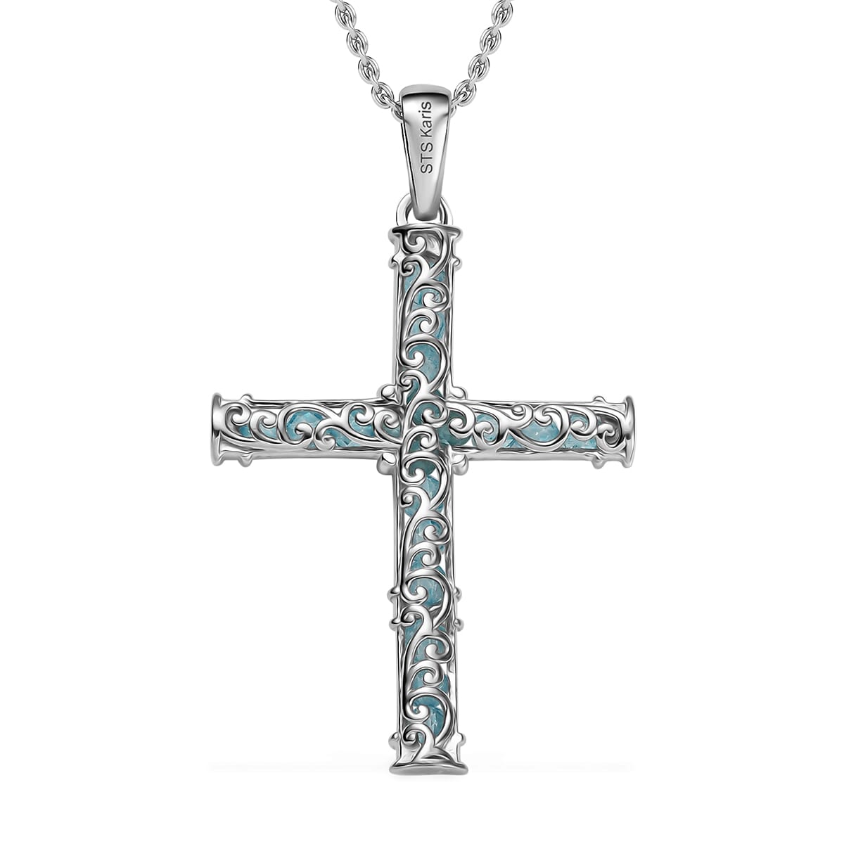 Karis Betroka Blue Apatite 8.00 ctw Pendant in 18K YG Plated and Platinum Bond with Stainless Steel Necklace 20 Inches image number 4