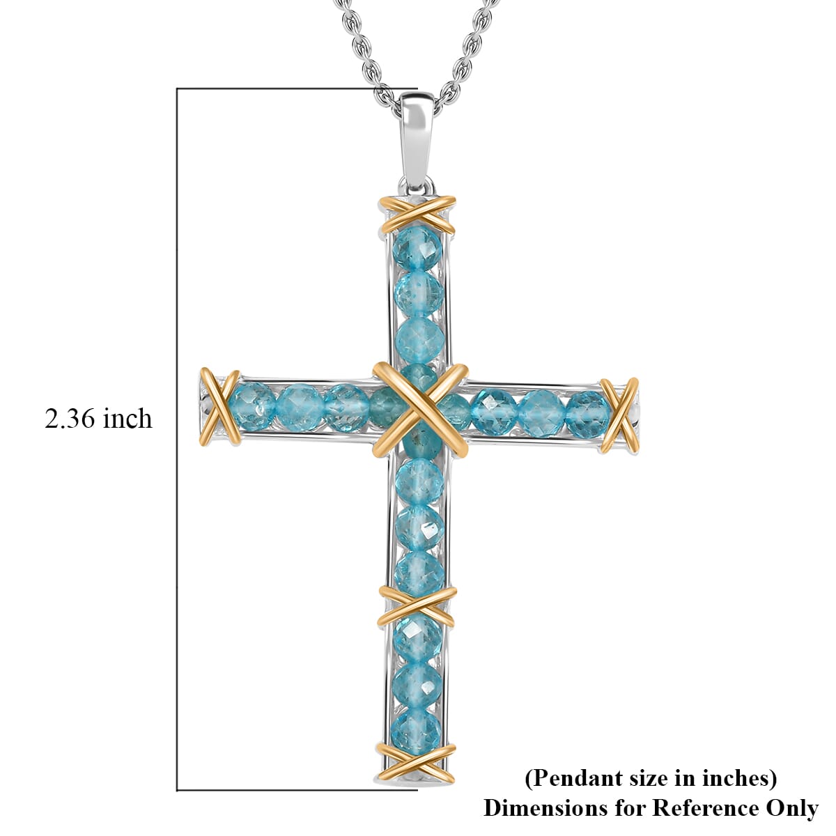 Karis Betroka Blue Apatite 8.00 ctw Pendant in 18K YG Plated and Platinum Bond with Stainless Steel Necklace 20 Inches image number 6