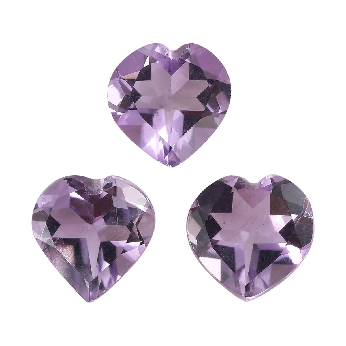 AA Rose De France Amethyst Set of 3 (Hrt 7 mm) 3.06 ctw Loose Gemstone image number 0