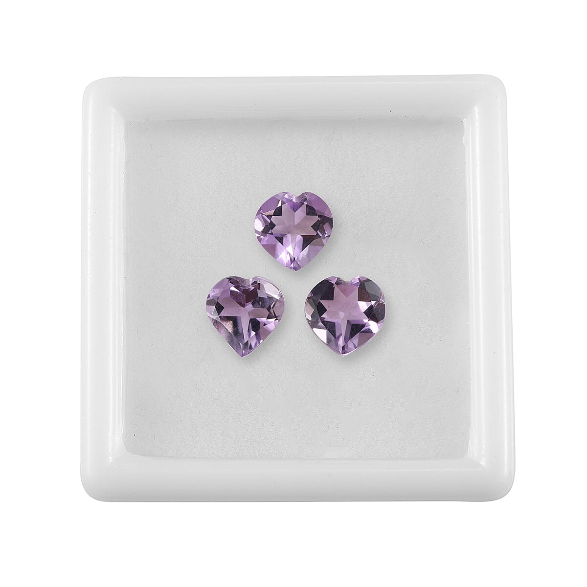 AA Rose De France Amethyst Set of 3 (Hrt 7 mm) 3.06 ctw Loose Gemstone