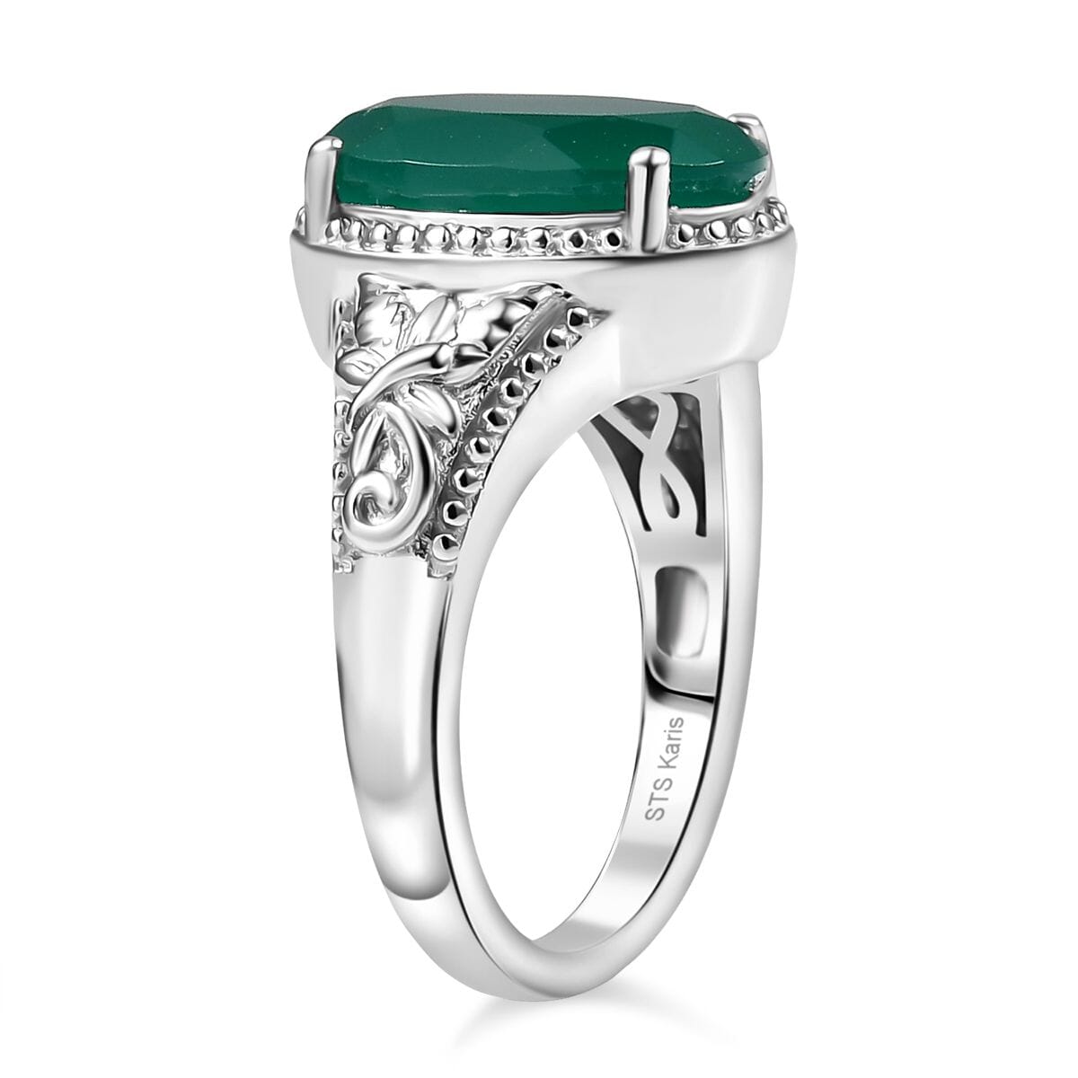 Set of 3 Karis Verde Onyx Earring, Ring (Size 10.0), Pendant in Platinum Bond with Stainless Steel Necklace (20 Inches) 12.20 ctw image number 4