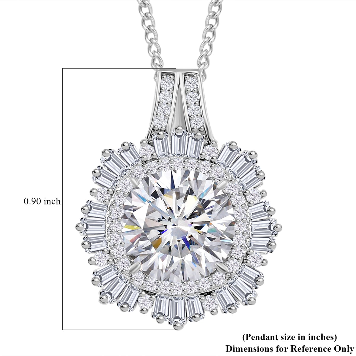 Heart and Arrow Cut Moissanite 4.40 ctw Pendant Necklace in Rhodium Over Sterling Silver 18 Inches image number 5