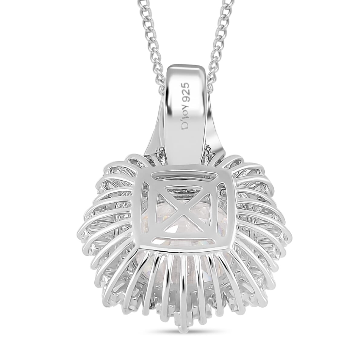 Old Mine Cut Moissanite 4.15 ctw Pendant Necklace in Rhodium Over Sterling Silver 18 Inches image number 3