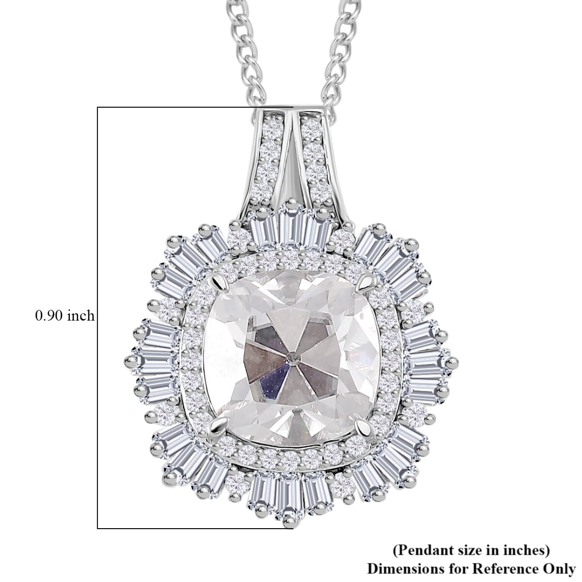 Old Mine Cut Moissanite 4.15 ctw Pendant Necklace in Rhodium Over Sterling Silver 18 Inches image number 5