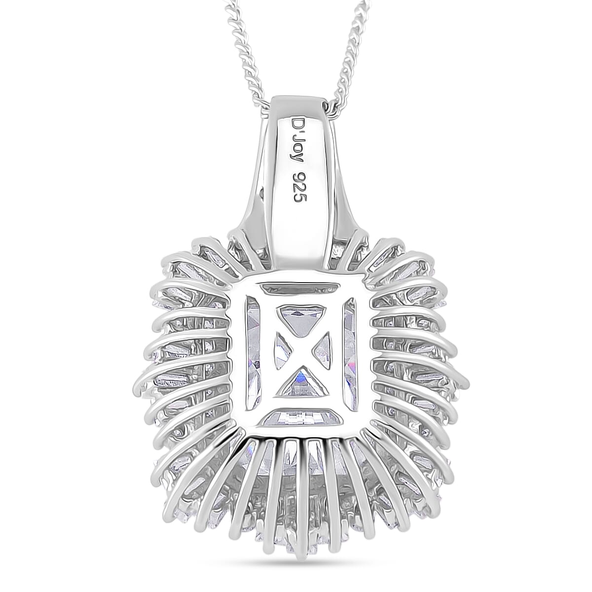 Radiant Cut Moissanite 4.15 ctw Pendant Necklace in Rhodium Over Sterling Silver 18 Inches image number 3