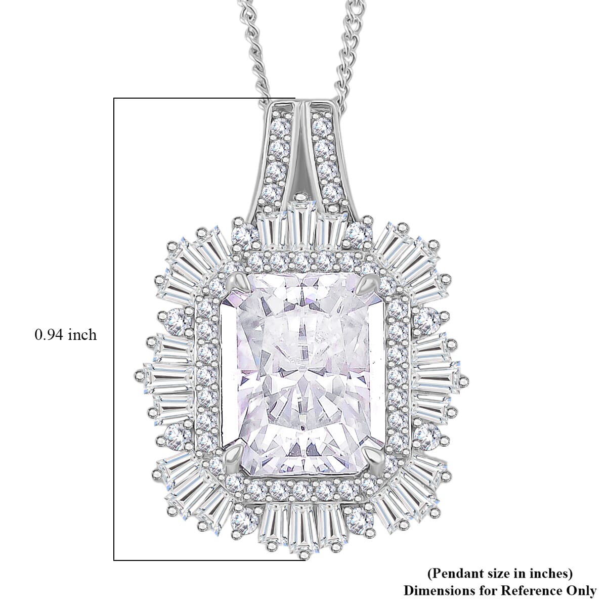 Radiant Cut Moissanite 4.15 ctw Pendant Necklace in Rhodium Over Sterling Silver 18 Inches image number 5