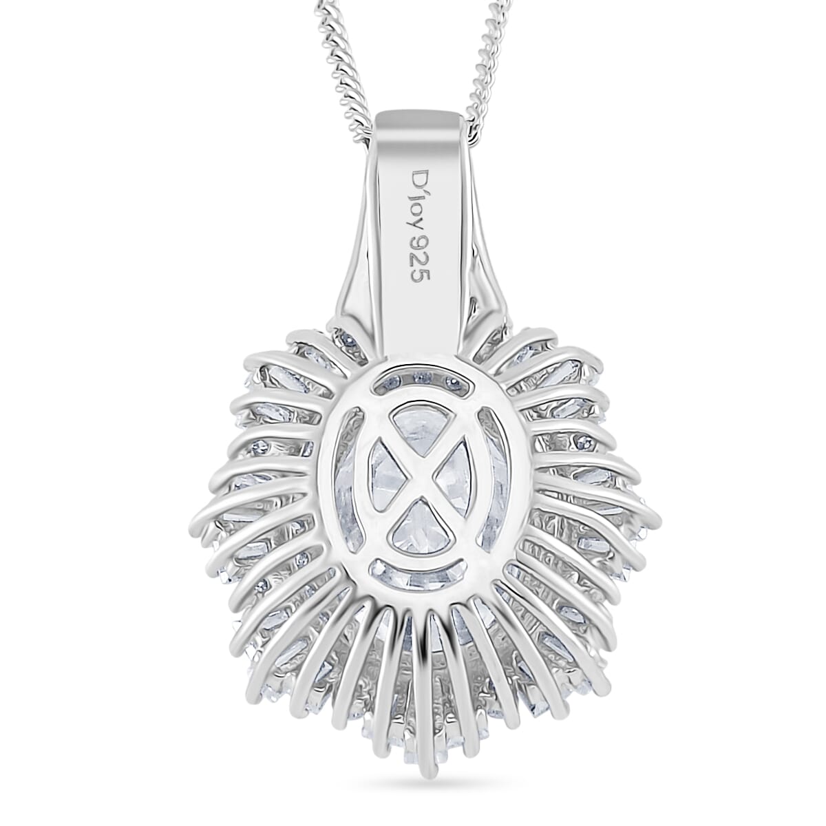 D'Joy Step Cut Moissanite 4.35 ctw Art Deco Pendant Necklace in Rhodium Over Sterling Silver 18 Inches image number 3