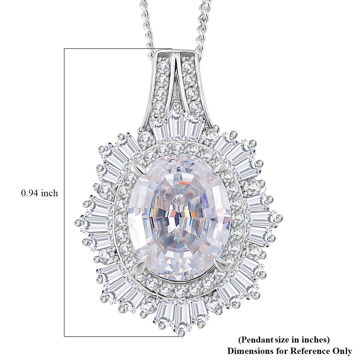 D'Joy Step Cut Moissanite 4.35 ctw Art Deco Pendant Necklace in Rhodium Over Sterling Silver 18 Inches image number 4