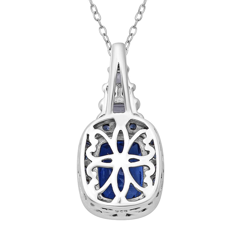 D'Joy Kashmir Kyanite and Multi Gemstone 3.40 ctw Aurora Royale Pendant Necklace in Rhodium Over Sterling Silver 20 Inches