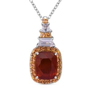 Tangerine Kyanite and Multi Gemstone 3.40 ctw Aurora Royale Pendant Necklace in Rhodium Over Sterling Silver 20 Inches