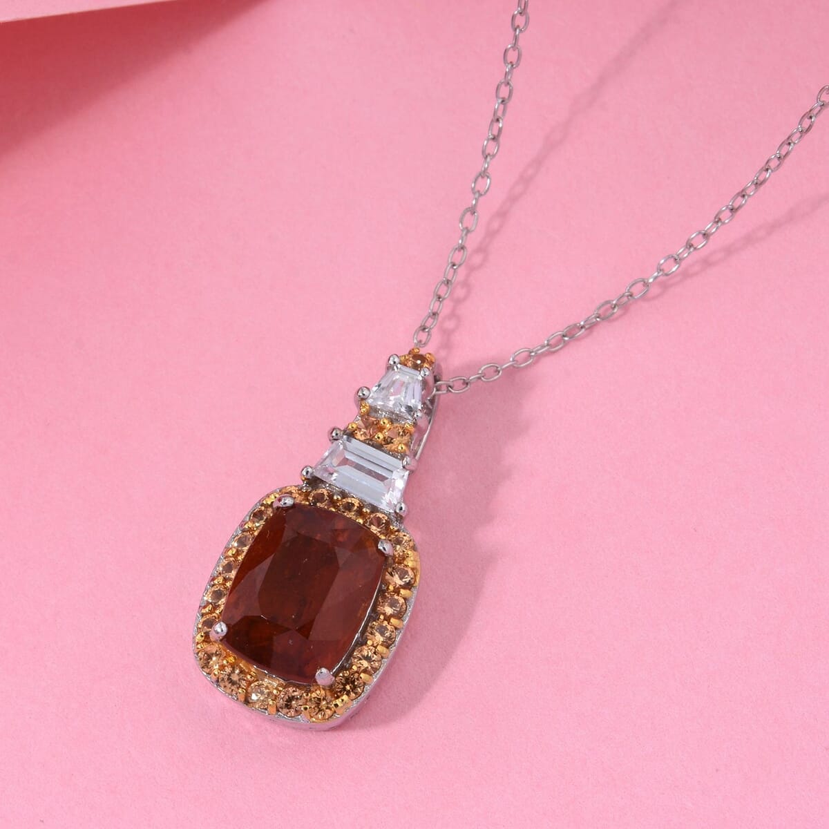 Tangerine Kyanite and Multi Gemstone 3.40 ctw Aurora Royale Pendant Necklace in Rhodium Over Sterling Silver 20 Inches image number 1