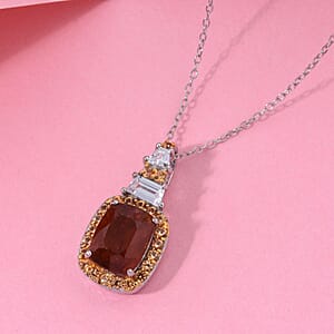 D'Joy Tangerine Kyanite and Multi Gemstone 3.40 ctw Aurora Royale Pendant Necklace in Rhodium Over Sterling Silver 20 Inches