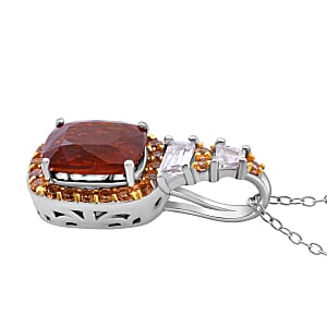 D'Joy Tangerine Kyanite and Multi Gemstone 3.40 ctw Aurora Royale Pendant Necklace in Rhodium Over Sterling Silver 20 Inches