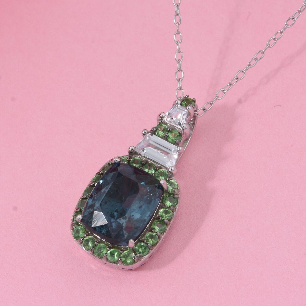 Indigo Kyanite and Multi Gemstone 3.40 ctw Aurora Royale Pendant Necklace in Rhodium Over Sterling Silver 20 Inches image number 1