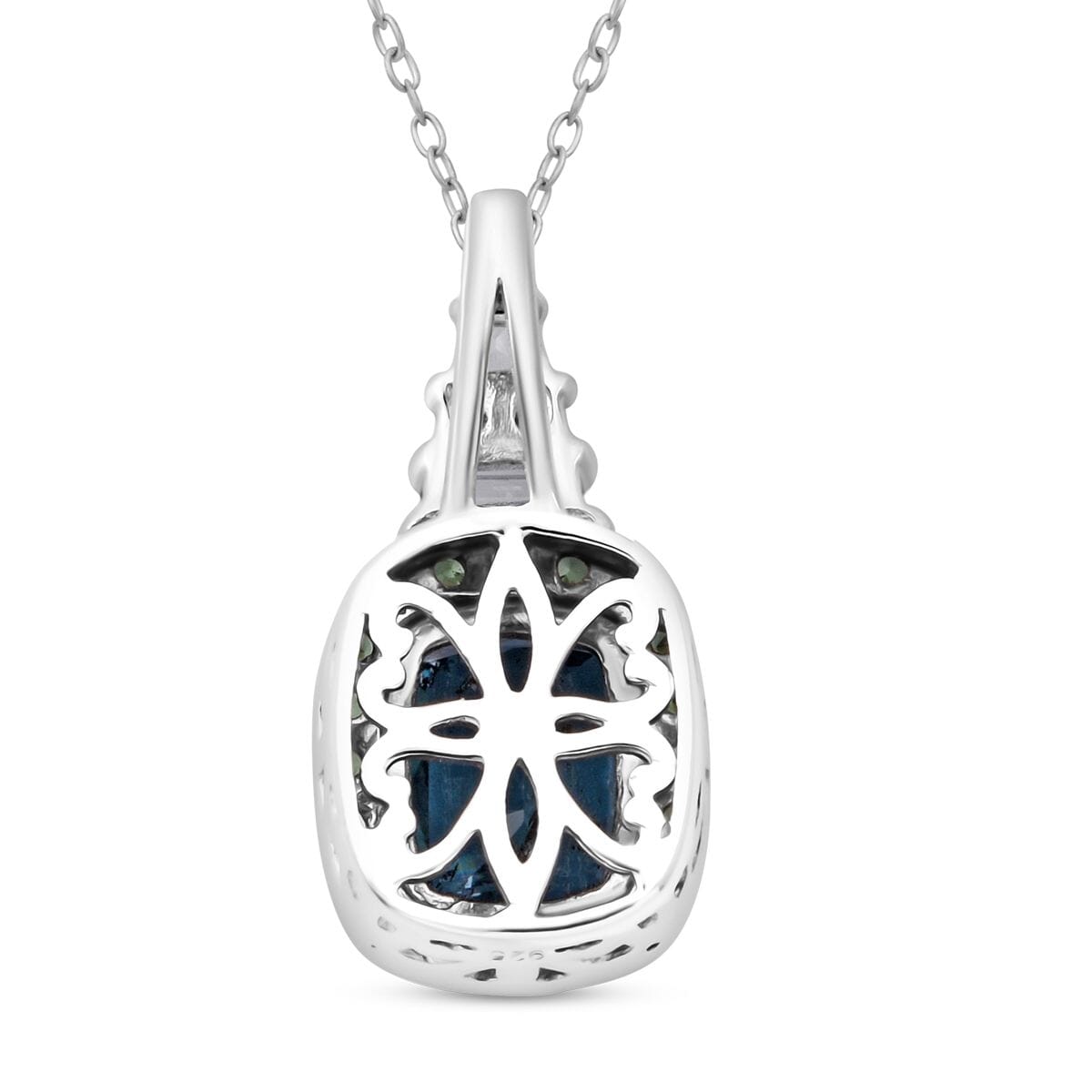 Indigo Kyanite and Multi Gemstone 3.40 ctw Aurora Royale Pendant Necklace in Rhodium Over Sterling Silver 20 Inches image number 4
