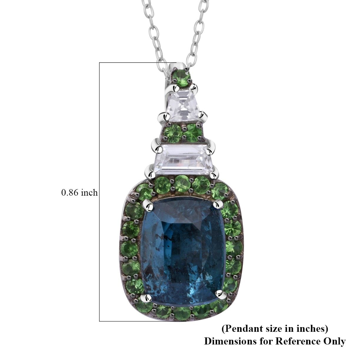 Indigo Kyanite and Multi Gemstone 3.40 ctw Aurora Royale Pendant Necklace in Rhodium Over Sterling Silver 20 Inches image number 5
