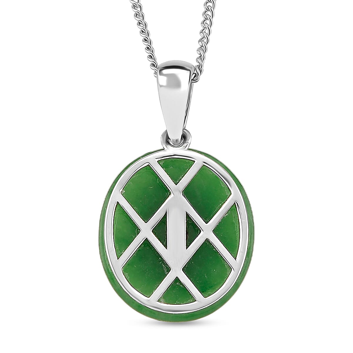 D'Joy Green Jade(D), Multi Gemstone Victorian Era Pendant Necklace in Rhodium Over Sterling Silver 9.25 ctw (18 Inches) image number 4