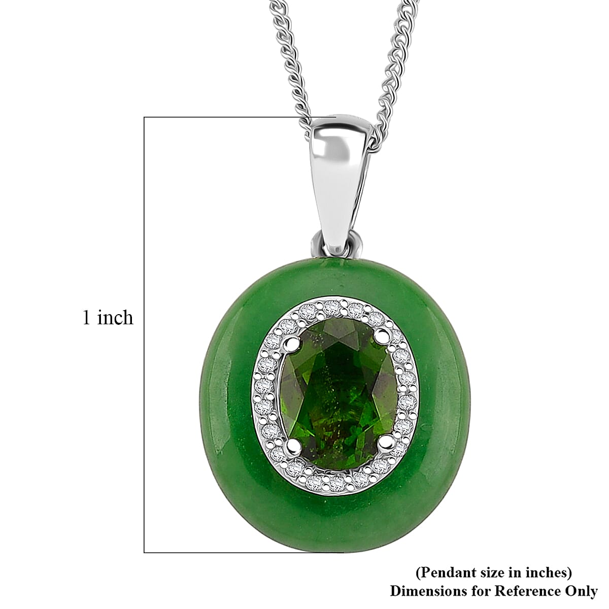 D'Joy Green Jade(D), Multi Gemstone Victorian Era Pendant Necklace in Rhodium Over Sterling Silver 9.25 ctw (18 Inches) image number 6