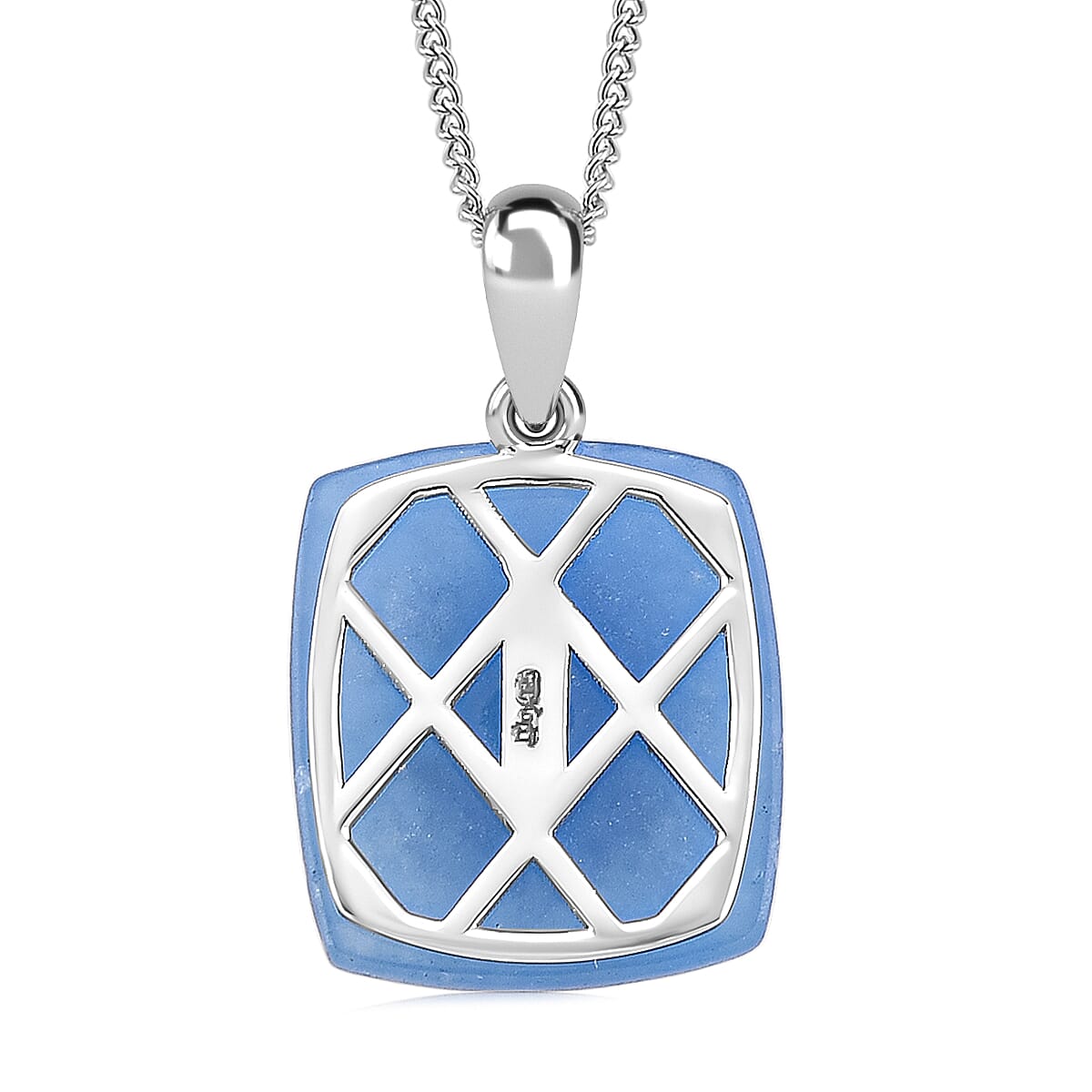 D'Joy Blue Jade(D), Multi Gemstone Victorian Era Pendant Necklace in Rhodium Over Sterling Silver 9.40 ctw (18 Inches) image number 4