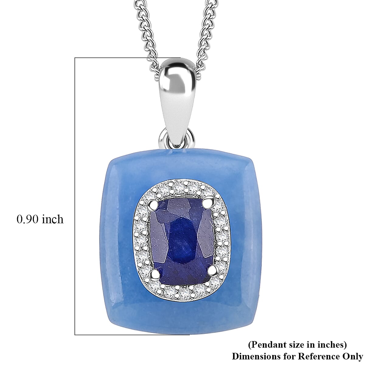 D'Joy Blue Jade(D), Multi Gemstone Victorian Era Pendant Necklace in Rhodium Over Sterling Silver 9.40 ctw (18 Inches) image number 6