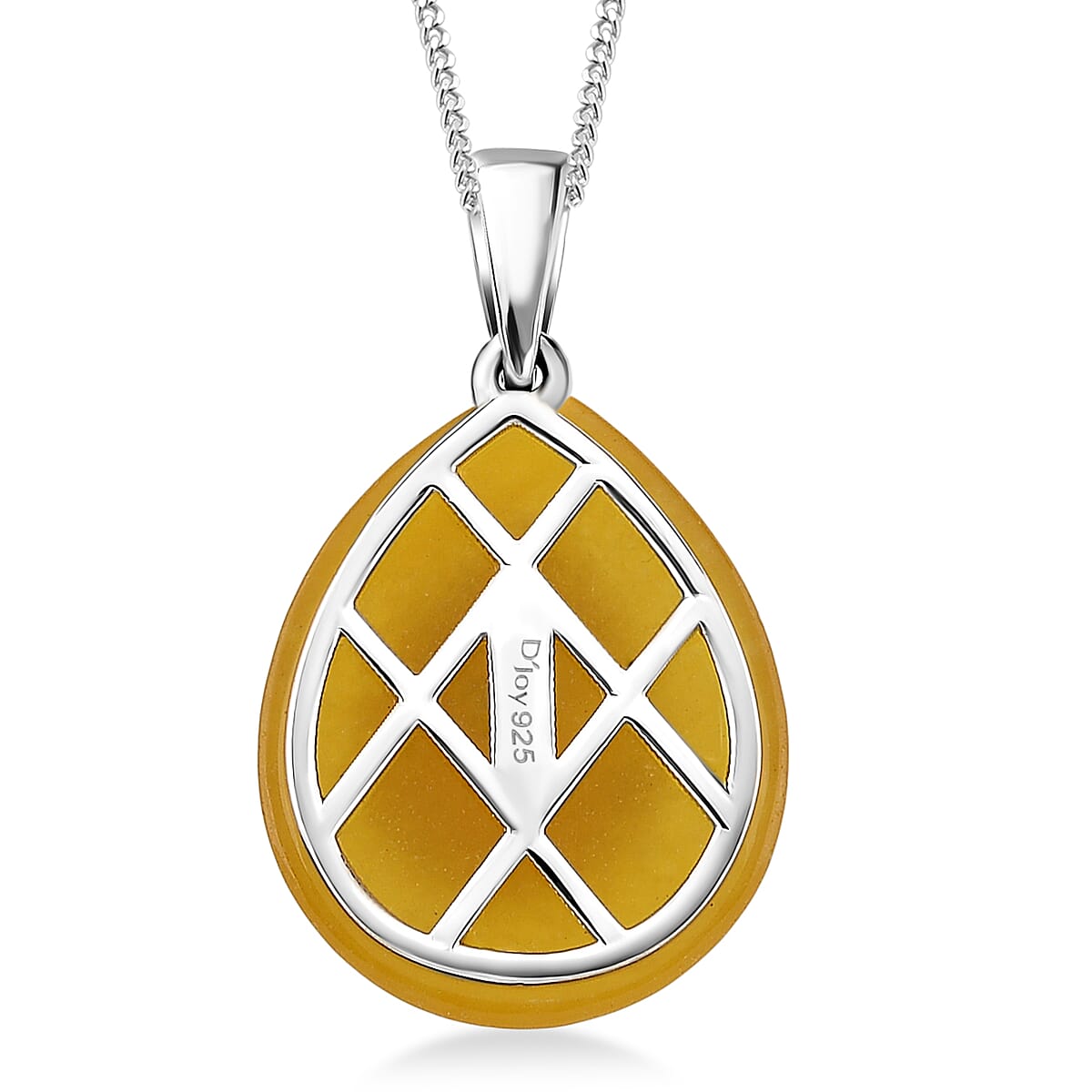 D'Joy Yellow Jade (D) and Multi Gemstone 9.65 ctw Victorian Era Pendant Necklace in Rhodium Over Sterling Silver 18 Inches  image number 4