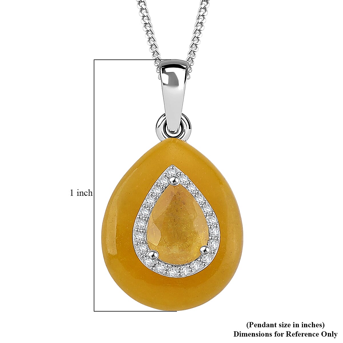 D'Joy Yellow Jade (D) and Multi Gemstone 9.65 ctw Victorian Era Pendant Necklace in Rhodium Over Sterling Silver 18 Inches  image number 6