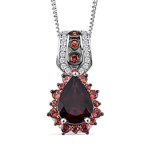D'Joy Orissa Rhodolite Garnet, Multi Gemstone Pendant Necklace in Rhodium Over Sterling Silver 2.60 ctw (18 Inches)