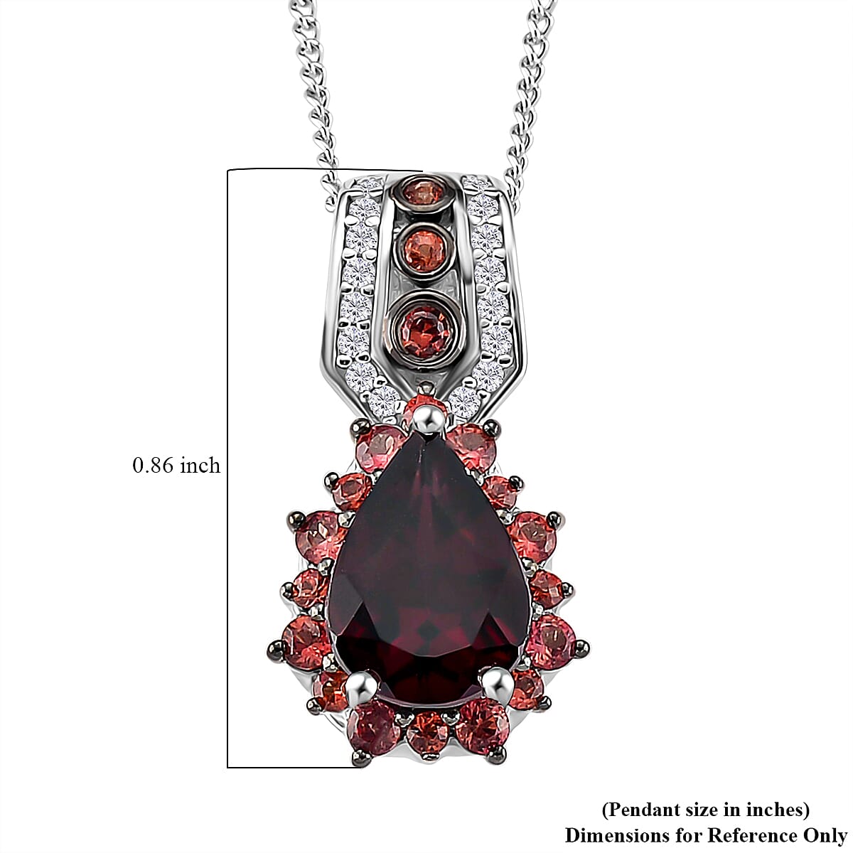 D'Joy Orissa Rhodolite Garnet, Multi Gemstone Pendant Necklace in Rhodium Over Sterling Silver 2.60 ctw (18 Inches)