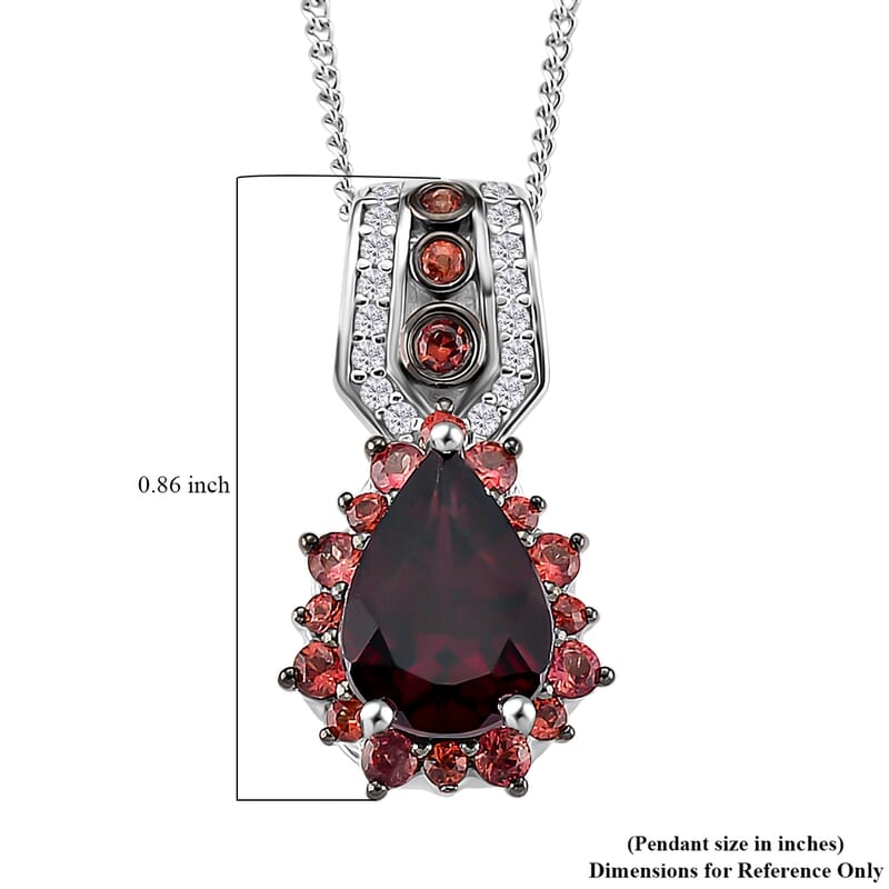 D'Joy Orissa Rhodolite Garnet, Multi Gemstone Pendant Necklace in Rhodium Over Sterling Silver 2.60 ctw (18 Inches)