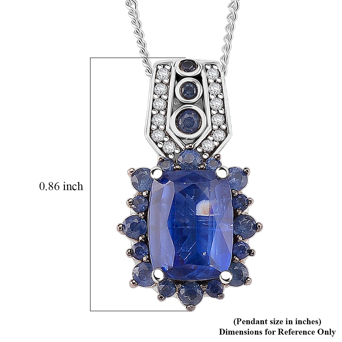 D'Joy Kashmir Kyanite, Multi Gemstone Pendant Necklace in Rhodium Over Sterling Silver 3.50 ctw (18 Inches) image number 6