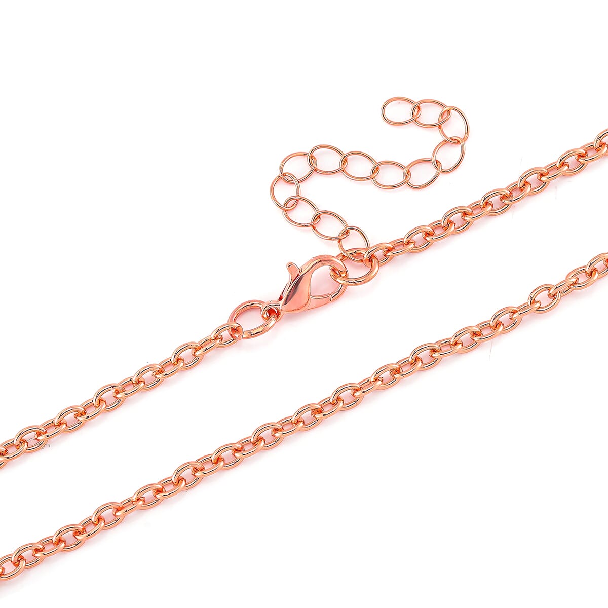 Simulated Pink and White Diamond Heart Pendant Necklace in Rosetone 20-22 Inches image number 4