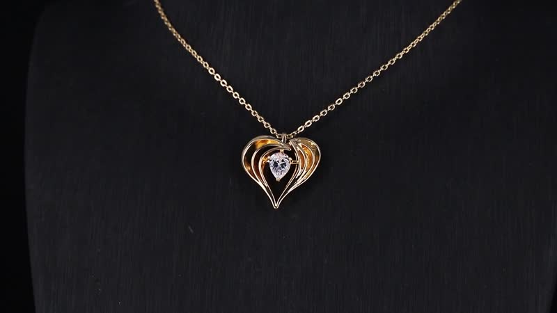 Simulated Diamond Heart Pendant Necklace in Goldtone 20-22 Inches