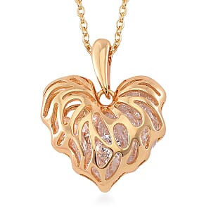Simulated Diamond Heart Pendant Necklace in Goldtone 20-22 Inches