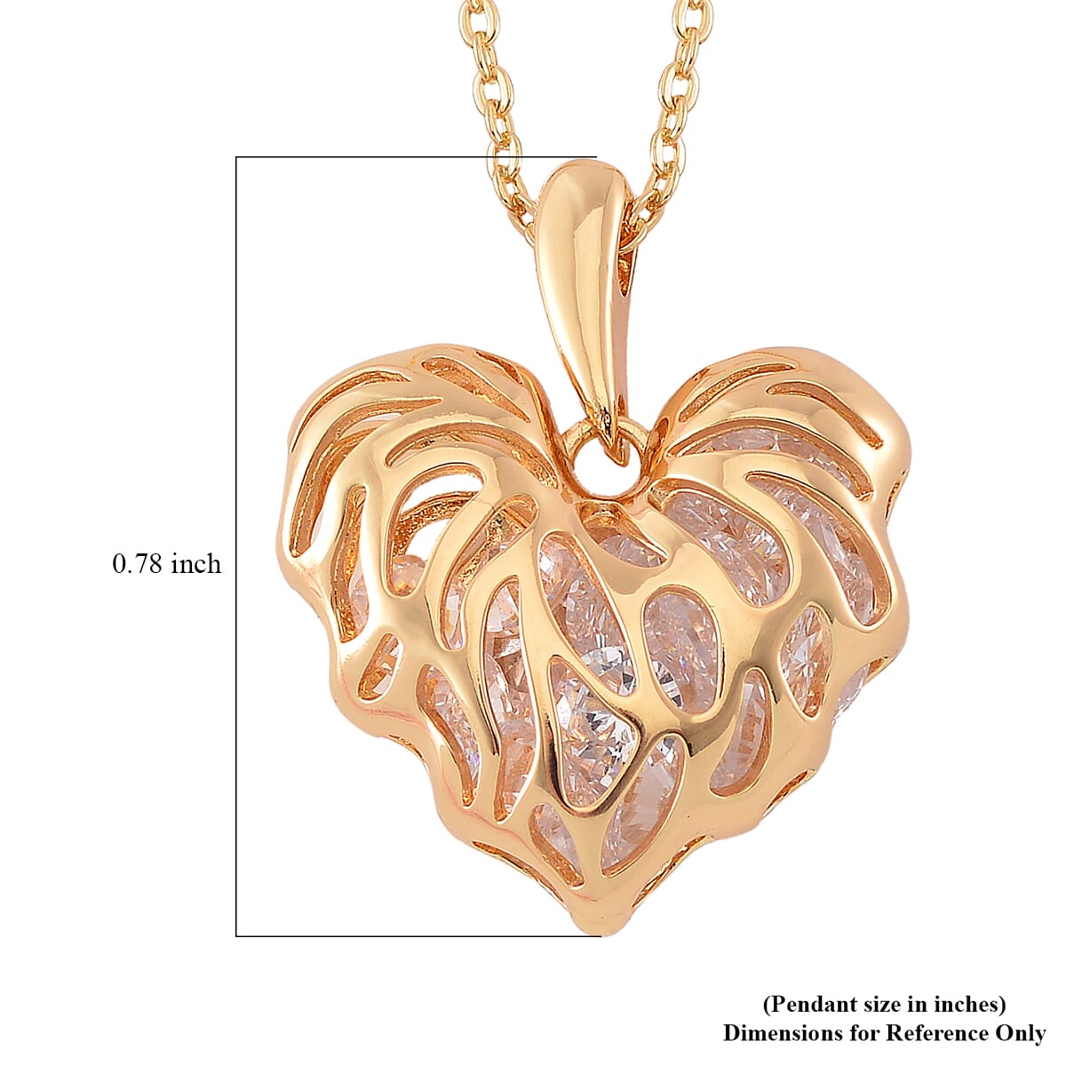 Simulated Diamond Heart Pendant Necklace in Goldtone 20-22 Inches image number 4