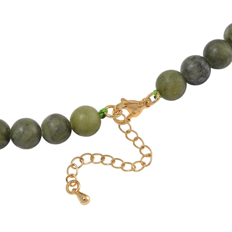 Connemara Marble 219.00 ctw Set of Beaded Necklace 18-20 Inches and Earrings with Clover Leaf Charm in ION Plated YG Stainless Steel