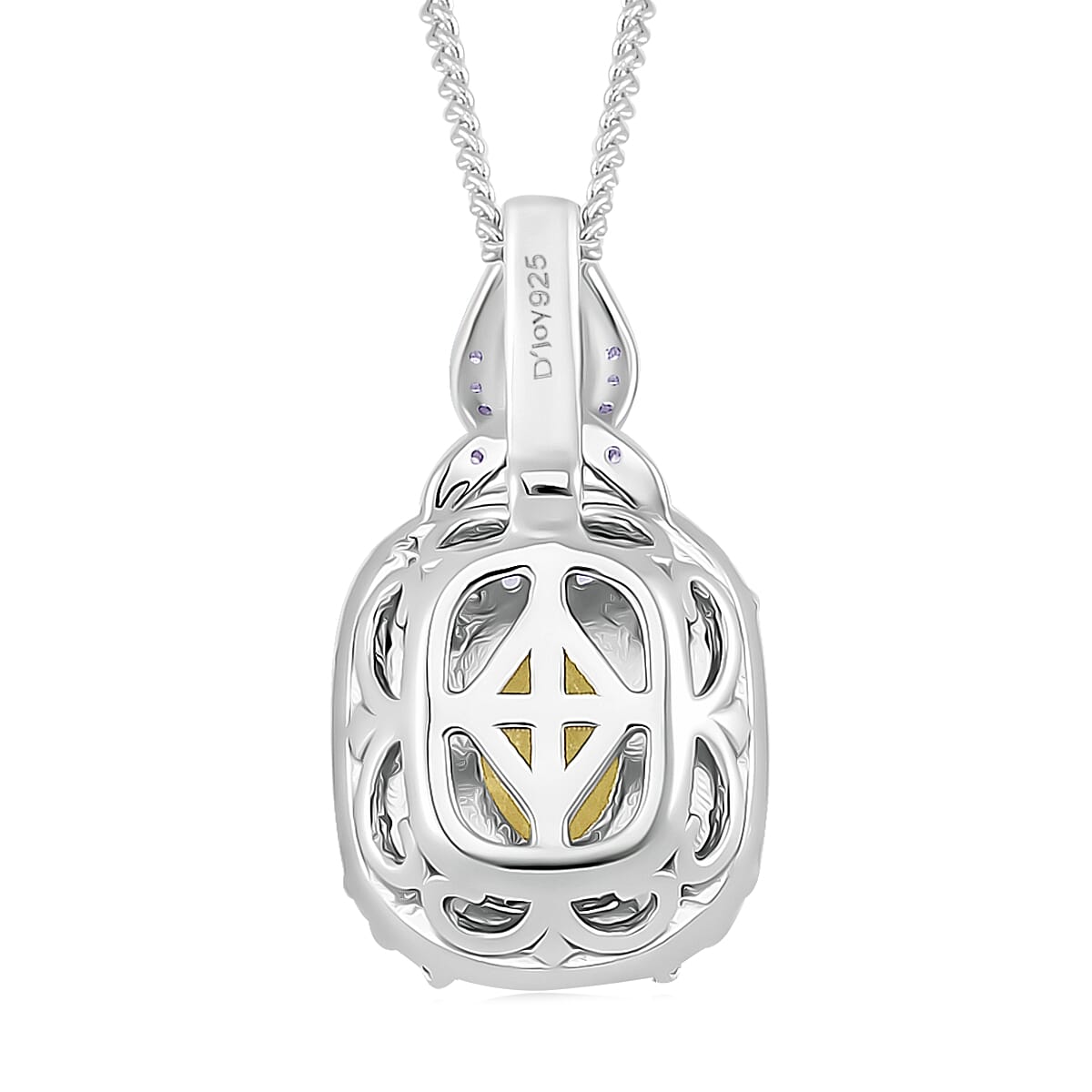 D'Joy Yellow Sapphire, White Zircon Pendant Necklace (18 Inches) in Rhodium Over Sterling Silver 2.00 ctw